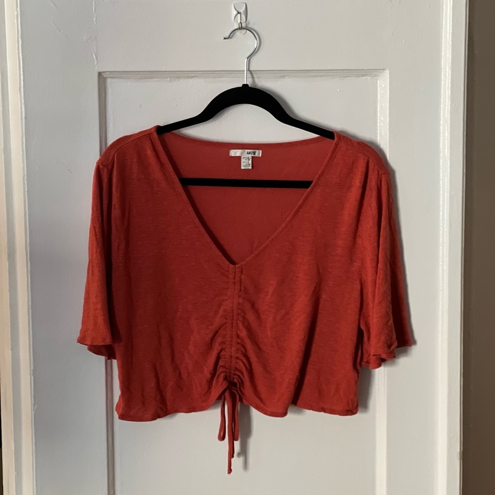 Casual burnt orange tie top